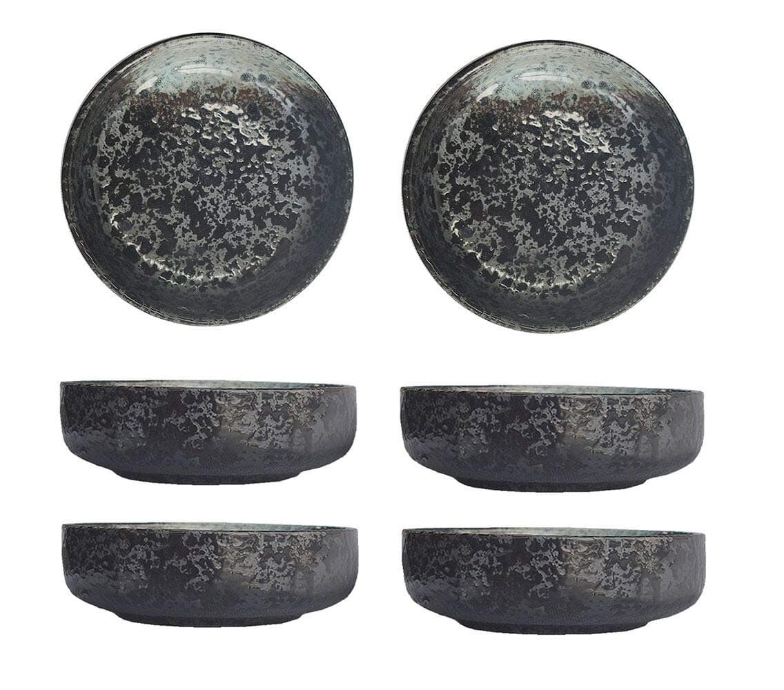 3.5 Inch Japanese Style Classic Porcelain Side Dish Bowl Seasoning Dishes Soy Dipping Sauce Dishes-Set of 6-Black