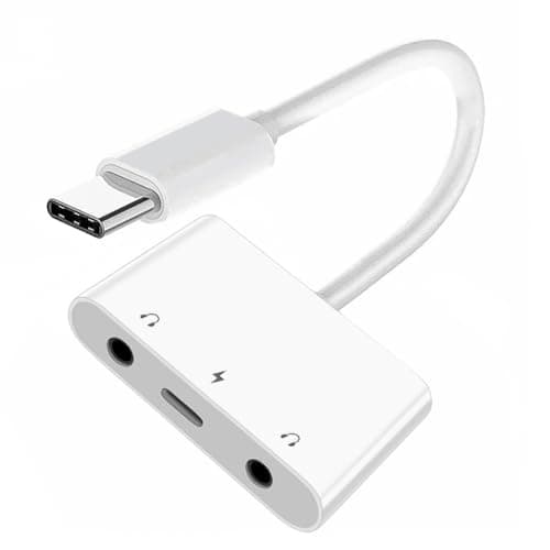 CY Type C USB-C to Dual 3.5mm Audio AUX & MIC Sound Card with PD Power Charge Adapter Compatible with Laptop Tablet Phone