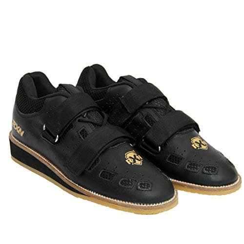 RXN World Star Weightlifting Shoes for Men | Natural Leather with Mesh Lining Upper Eva Out Sole Weightlifting Shoes (Black, Size 4)