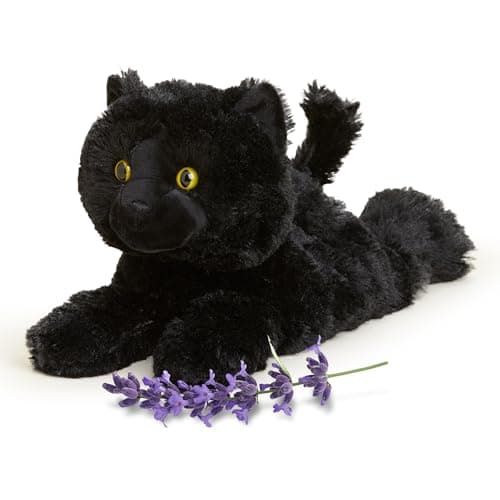 warmies Microwavable Weighted Stuffed Animals Black Cat Heated Stuffed Animal Plushie for Warmth Comfort Cute Soft Plush Toys for Adults Children Boys Girls Babies Toddlers