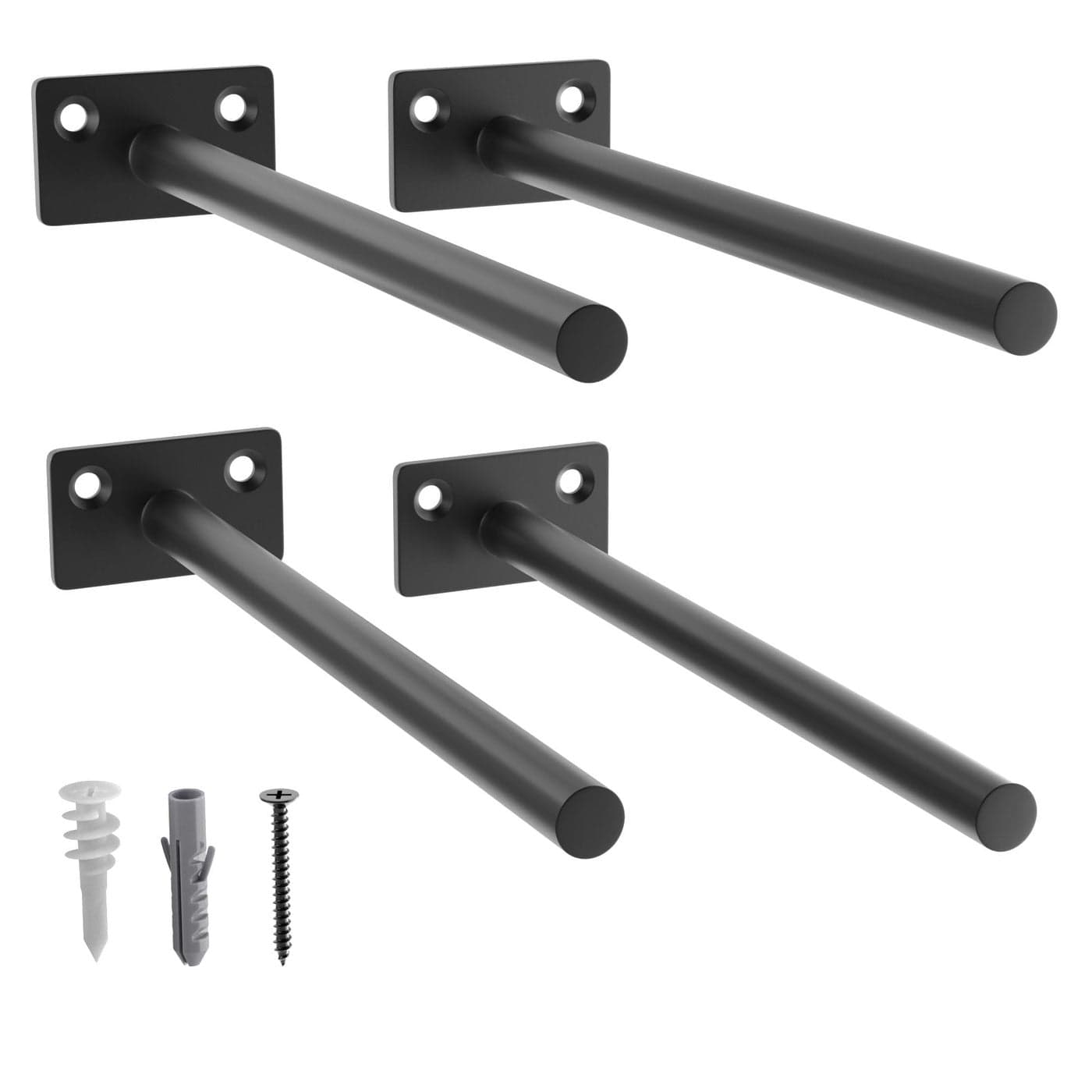 LEOPO Black 4Pack 8 inch Floating Shelf Brackets Hidden Shelf Bracket for Wood Concealed Blind Shelving SupportInvisible Coated Brackets for DIY DecorativeFit for Kitchen BathroomStudy Room