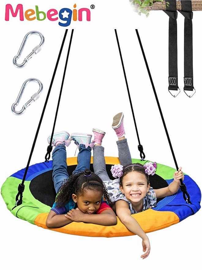 100cm Saucer Swing for Kids and Adults, Sturdy Multicolor Tree Swing with Adjustable Ropes and 150kg of Load-bearing Capacity, Durable Swing Seat, Fun Outdoor Toys, Suitable for Tree or Backyard