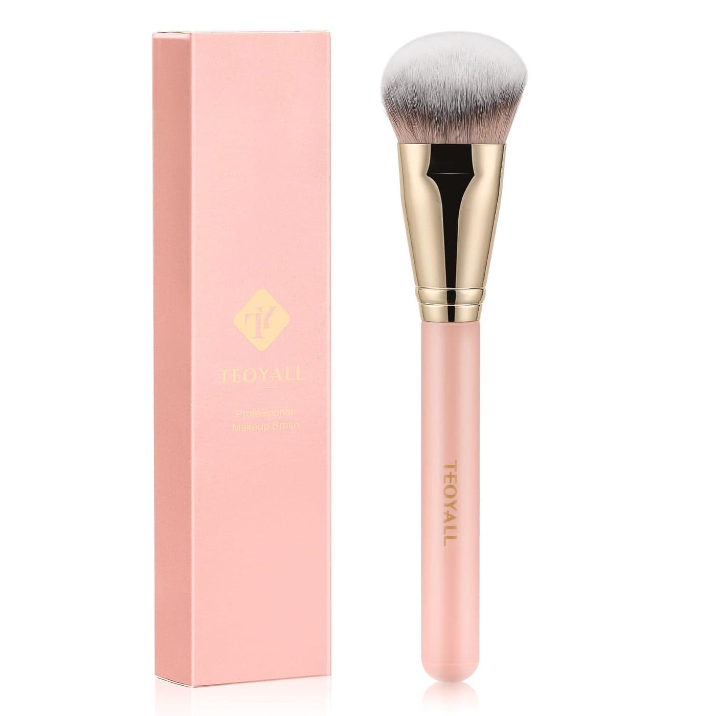 TEOYALL Flat Angled Foundation Brush Large Dense Synthetic Bristles Kabuki Brush for Base Makeup with Liquid Cream Powder