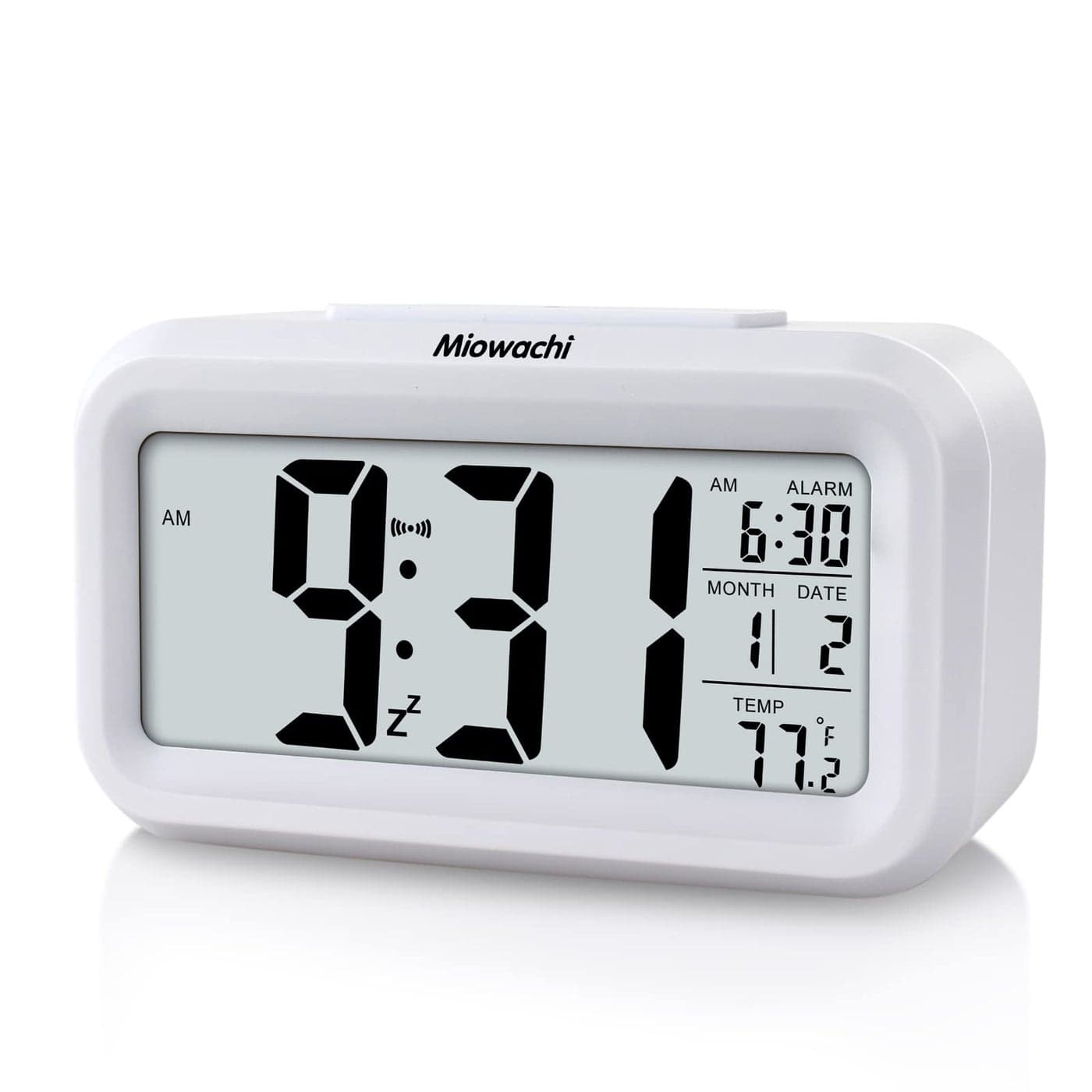 Miowachi White Small Digital Alarm Clock for Bedrooms Battery OperatedDesk Table Beside Clock for Kids Kitchen Bathroom Living Room School