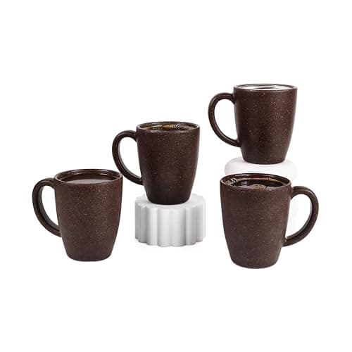 Irida Naturals Planet Friendly Coffee Mug - Microwave Safe Mugs for Hot and Cold, Coffee Cup Made with Rice Husk & Bamboo Fibers, Natural Matte Finish Mug Set, Pack 4 300ML (Coffee Brown)