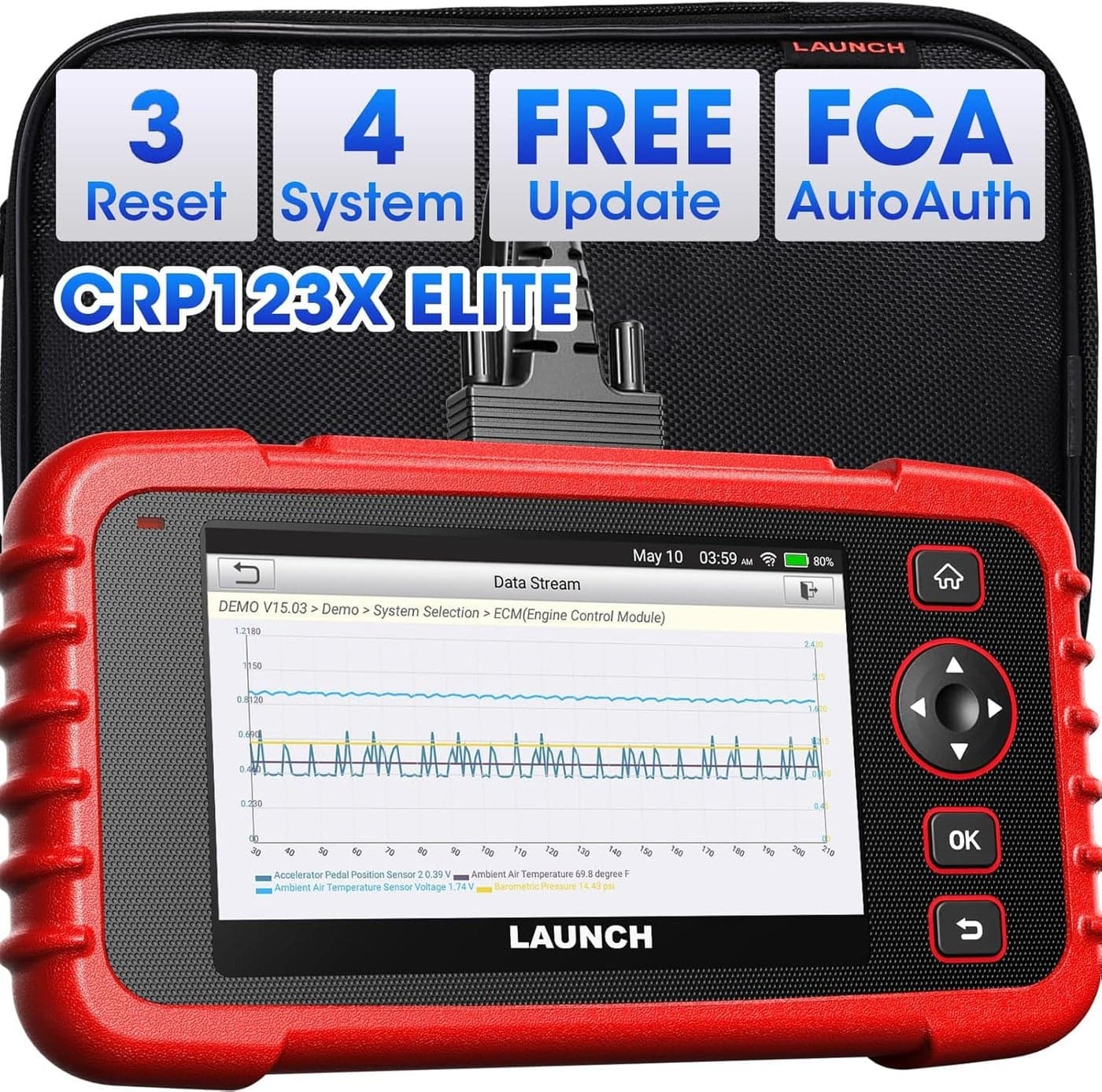 Launch OBD2 Scanner CRP123X Elite 2025 Lifetime Update WiFi Scan Tool Engine at SRS Airbag Scanner 3 Resets Diagnostic Scanner Code Reader for All Cars AutoVIN FCA SGW Voltage Monitor