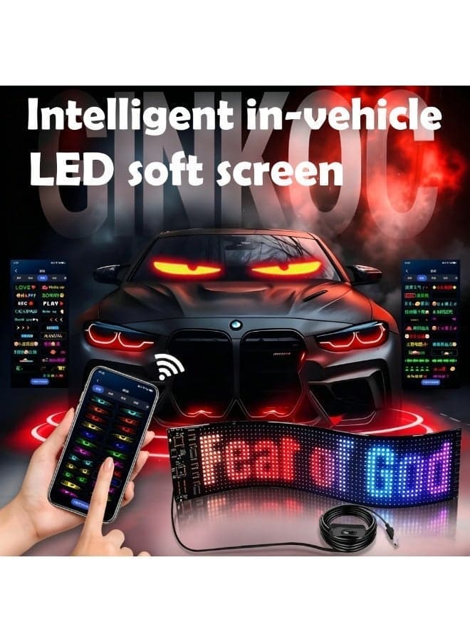CRONY K6 Car Remote Control DIY Display – 35x11cm LED Advertising Board, Full Color 20x64 Pixels, Bluetooth & Remote Control, IP64 Waterproof, 600-1000cd/m² Brightness for Car Customization