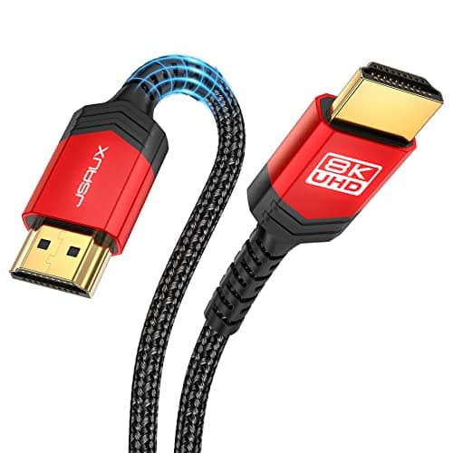JSAUX 8K HDMI Cable 2.1 3.3FT 2-Pack 48Gbps 8K & 4K Ultra High Speed Cord (8K@60Hz 7680x4320, 4K@120Hz) eARC HDR10 HDCP 2.2 & 2.3 3D, Compatible for PS5/PS4/X-Box/Roku TV/HDTV/Blu-ray/LG/Samsung QLED