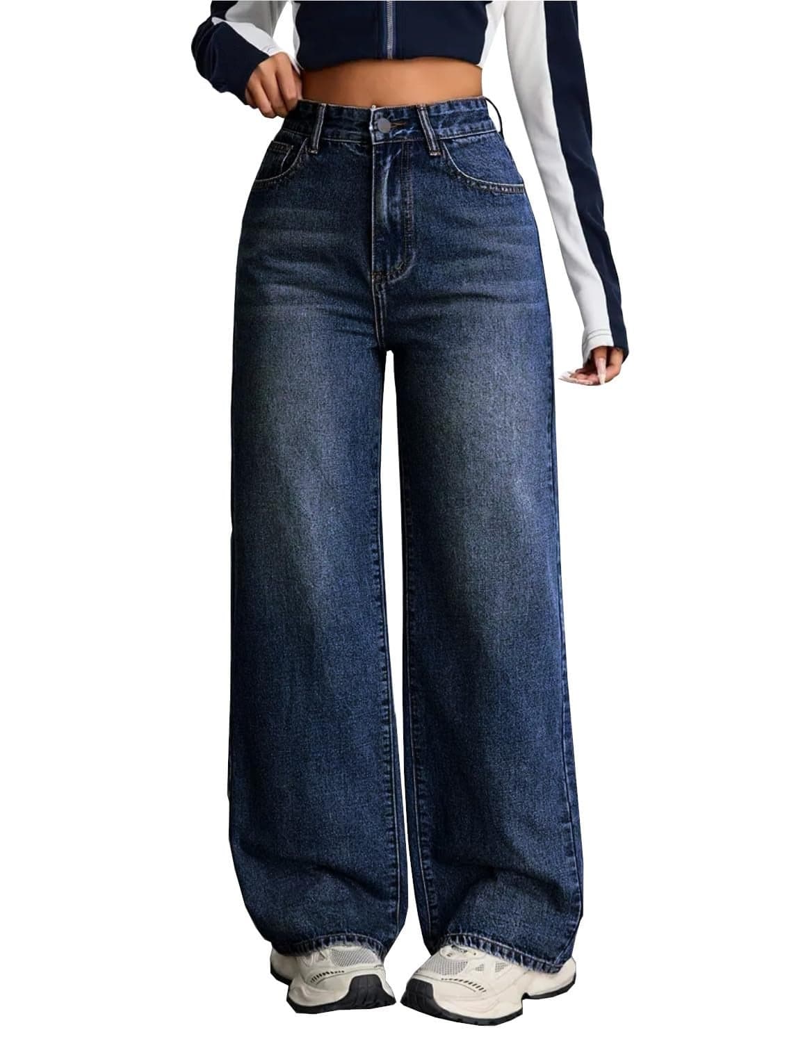 Nifty Women's Denim Stretchable High Waist Baggy Jeans for Women (1479_BLU_26_Blue_26)