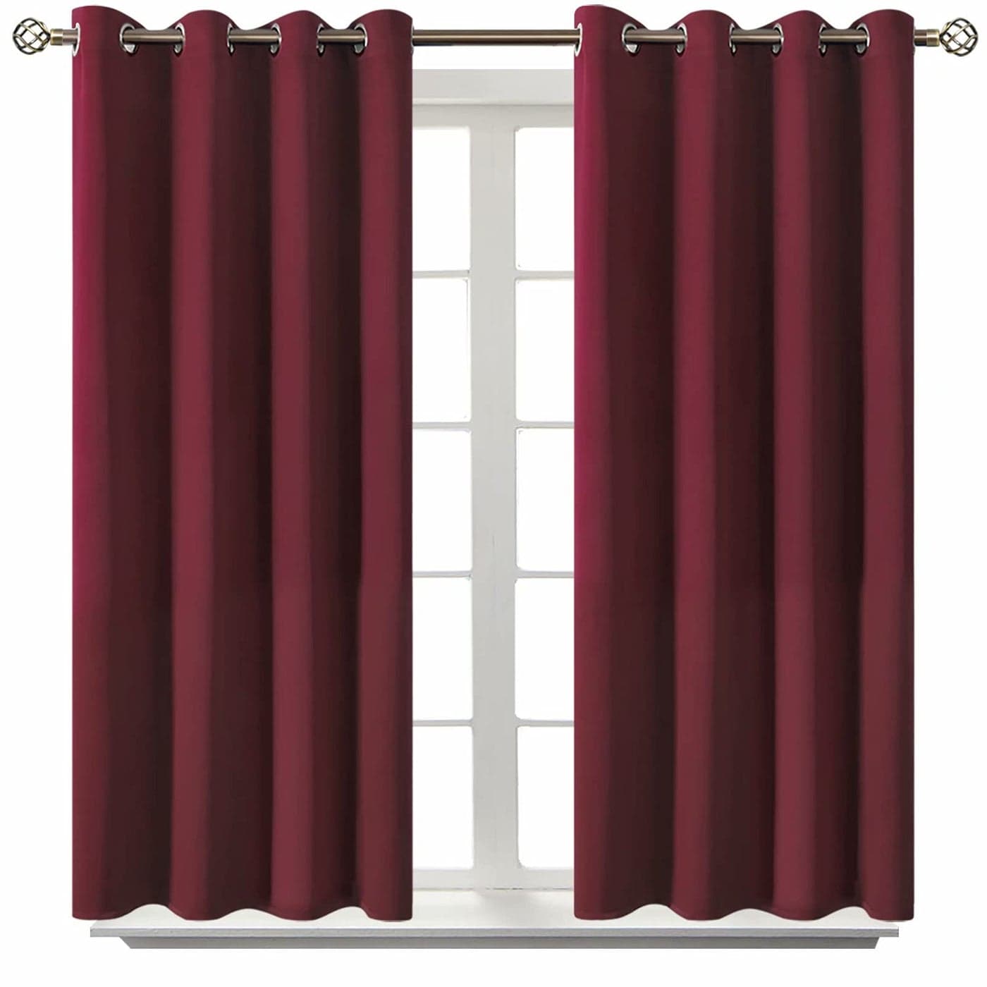 BGment Blackout Curtains for Bedroom Grommet Thermal Insulated Room Darkening Curtains for Living Room Set of 2 Panels 52 x 45 Inch Burgundy