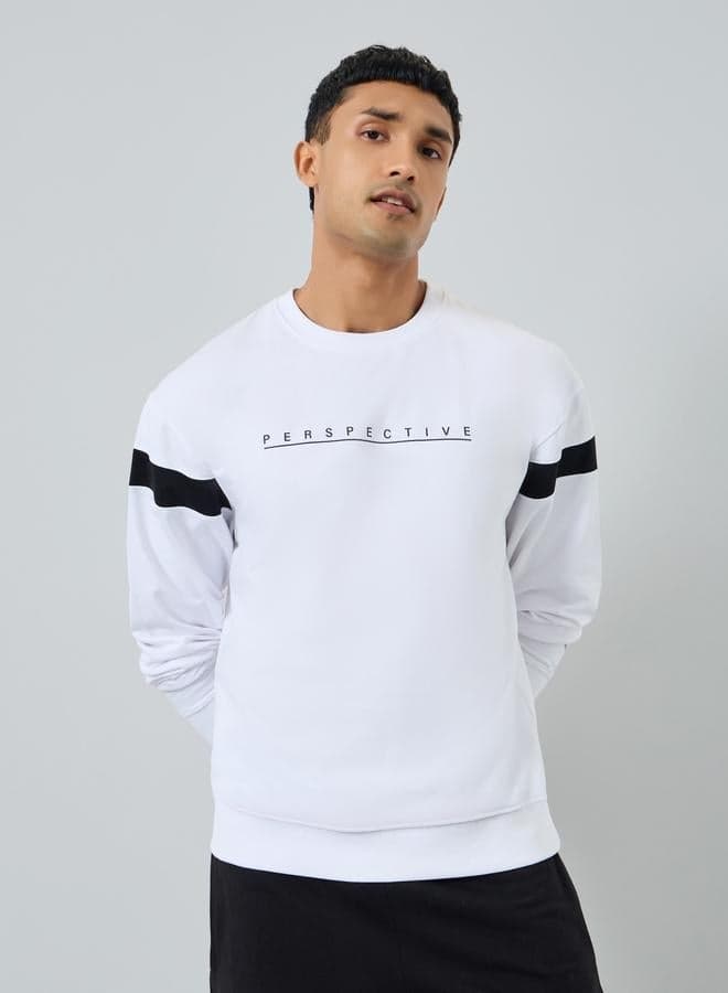 Men White Perspective Print Sweatshirt