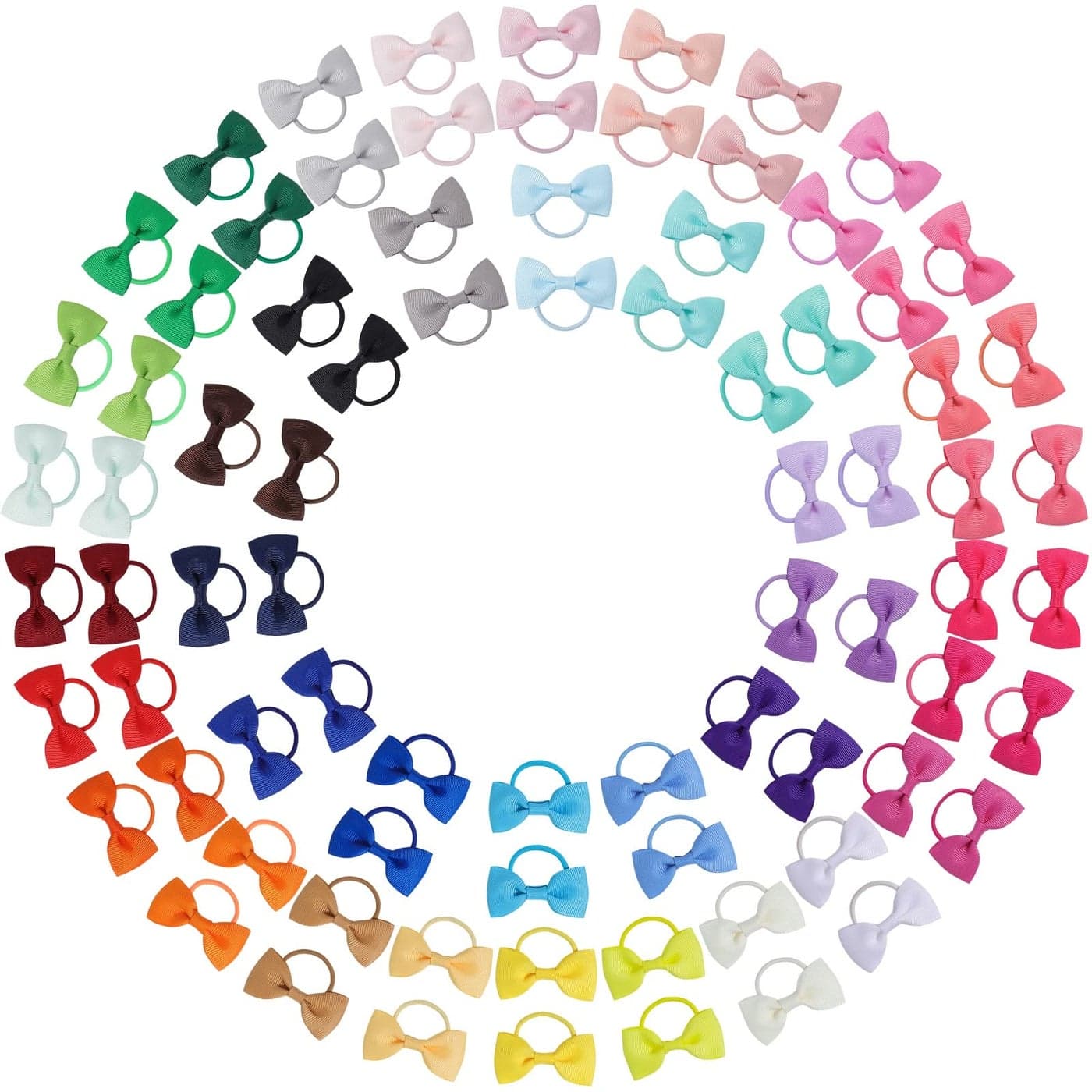 Jollybows 80 Pcs Hair Bow Tie For Girls Baby Mini Hair Tie Bows Elastic Hair Accessories For Toddler Infant