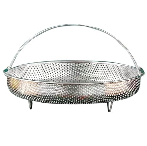 Stainless Steel Steamer Basket with Handle, 8.8 Inch Steaming Net with a Frame for Food Steaming (silver, medium)