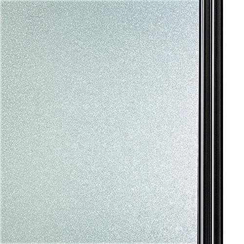 WALLTON Privacy Vinyl Frosted Window Film Glass Sticker Self-Adhesive Film Tint Wallpaper Opaque Sheet for Glass Privacy Cover Window, Door, Office, Home.| Anti-UV. (16x48 Inch, White Frost)
