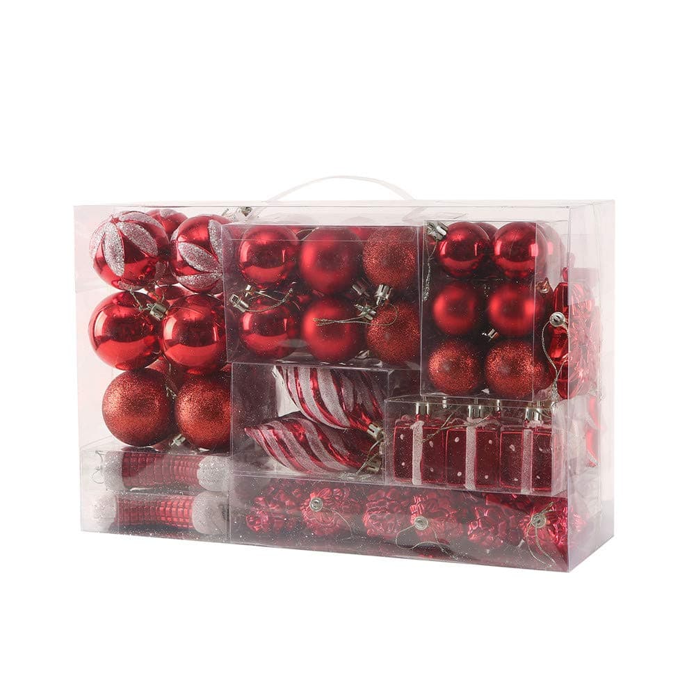 Sattiyrch 76ct Christmas Tree Ornaments SetRed Shatterproof Christmas Balls DecorationsXmas Decorative Hanging OrnamentsRed