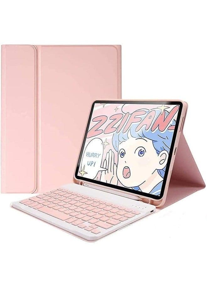Arabic and English Keyboard Case for iPad 10th Generation (2022, 10.9 Inch), Detachable Wireless Keyboard Pencil Holder Slim Leather Smart Cover