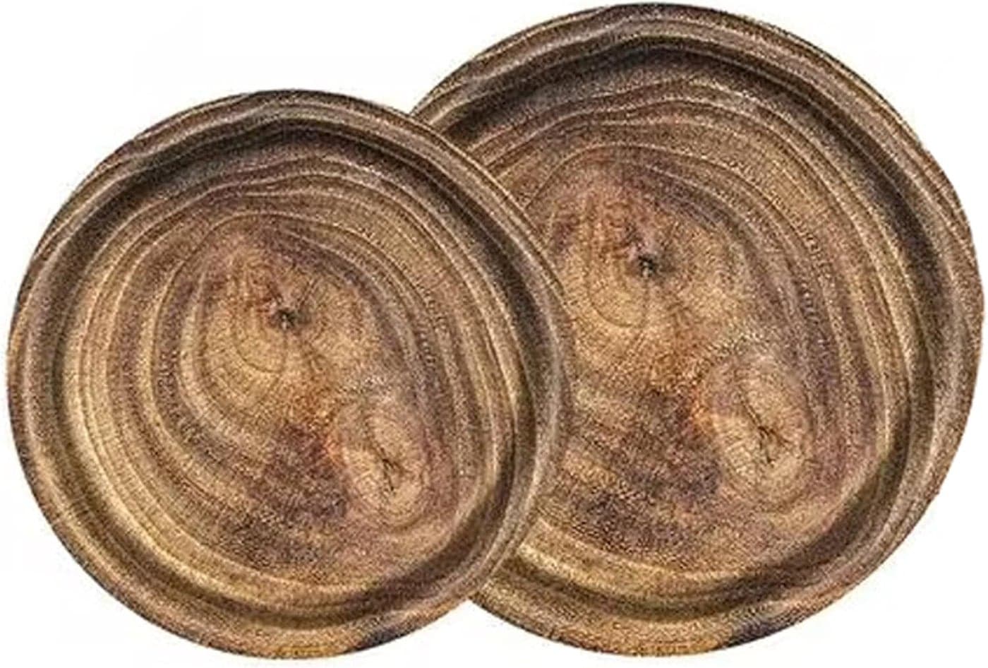 MaitianGuyou Wood Grain Paper Plates Includes 40Pcs 7 Inch and 40Pcs 9 Inch Rustic Wood Slice Disposable Party Farmhouse Plates for Woodland Lumberjack Birthday Party SuppliesDark Wood