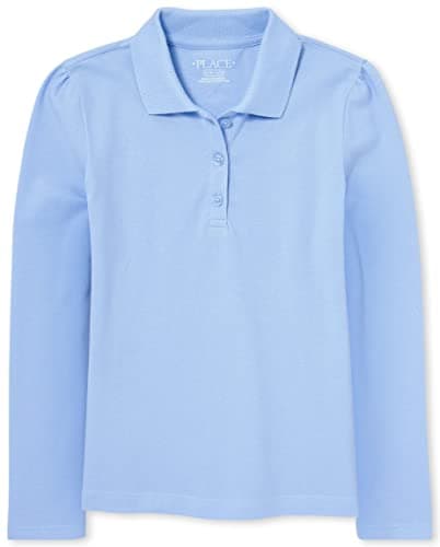 The Children's Place girls Long Sleeve Pique School Uniform Polo Shirt, Daybreak Single, X-Small US