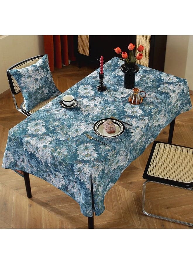 American Rustic Floral Oil Painting Style Jacquard Tablecloth