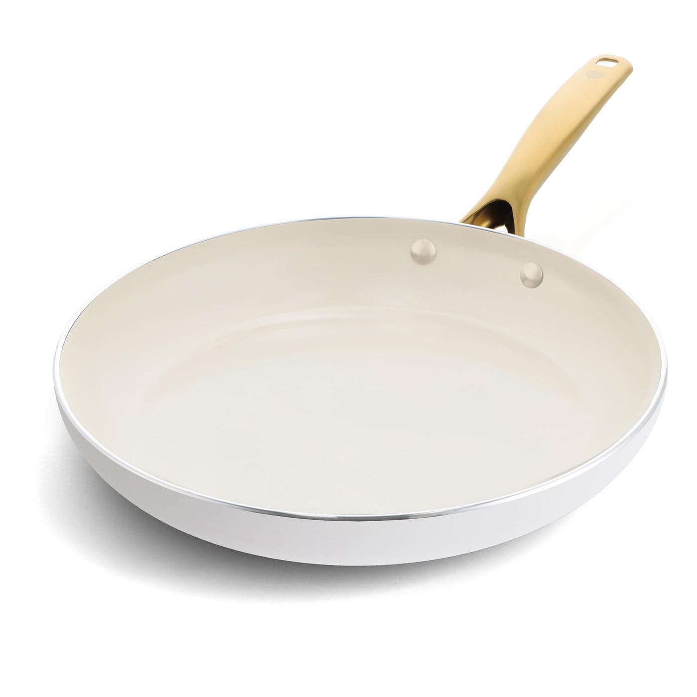 Blue Diamond 12 Nonstick Frying Pan Skillet Diamond Infused PFAS PTFEFree Ceramic Pot Dishwasher Oven Safe Gold Handle Induction Non Toxic Metal Utensil Safe Egg Omelet Pan White