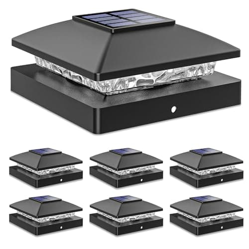 Solar Post Cap Lights Outdoor 6pack Black Waterproof Solar Powered Deck Fence Post Lights Fit 4x4 WoodVinyl Posts Bright Warm White Solar Post Lights Decorate Deck Patio Porch Fence