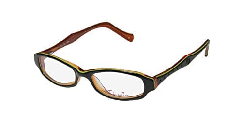 Thalia Risa Womens/Ladies Designer Full-rim Spring Hinges Eyeglasses/Eye Glasses (45-15-130, Dark Green / Orange)