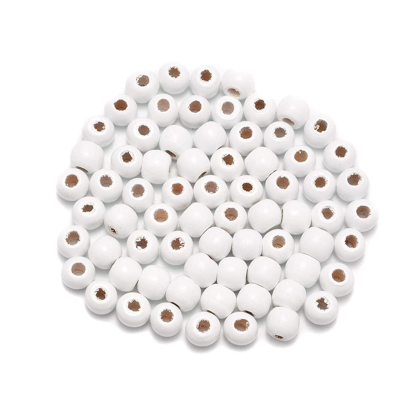 AD Beads Wood Spacer Loose Wooden Craft Beads Big Hole Beads Assorted for Necklace Bracelet Craft Making Decoration 8x10mm 200 Pieces White
