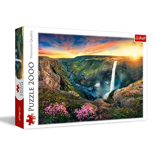 Trefl Hifoss Waterfall Iceland 2000 Piece Jigsaw Puzzle Red 38x27 Print DIY Puzzle Creative Fun Classic Puzzle for Adults and Children from 14 Years Old