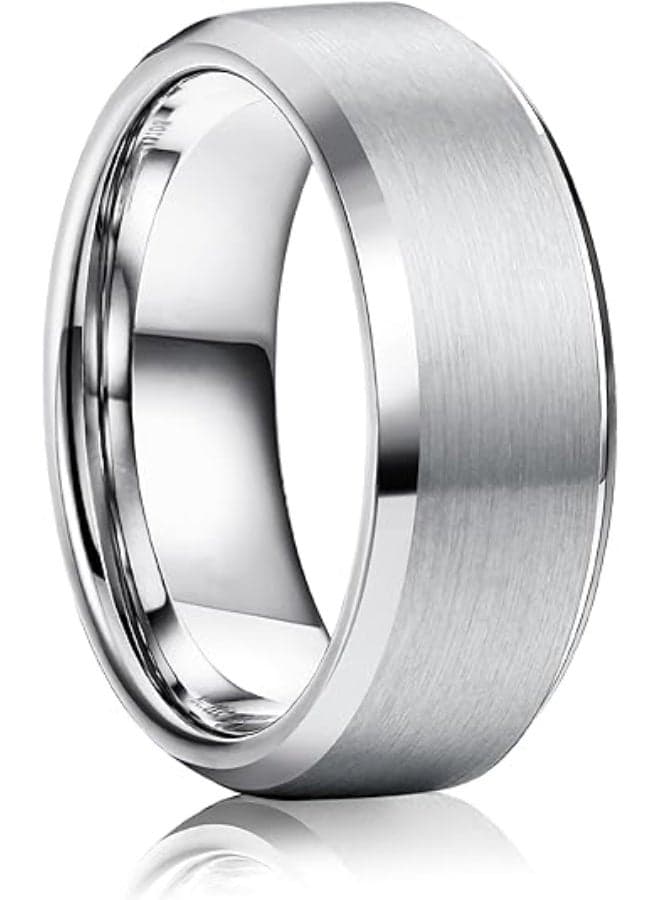 Premium Titanium Steel Ring – Beveled Edge, High-Polish Stainless Steel Mirror Finish Band