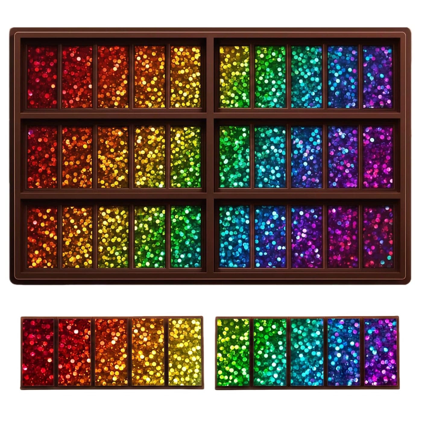 Ziliny 1 Pcs Holographic Chocolate Molds Valentines Day Resin Silicone Chocolate Bar Deep Thick Molds for Galentines Day DIY Baking Wax Melts Birthday Party SuppliesRectangleDot