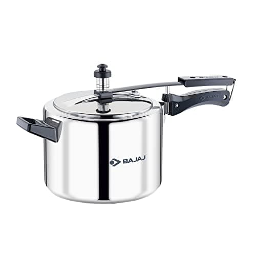 Bajaj PCX 45 SS Stainless Steel Pressure Cooker | Inner Lid | 5 Litres Capacity | ISI Certified | 5 Yr Warranty 【Silver/Grey】