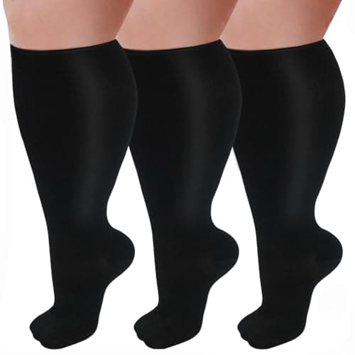 3 Pairs Plus Size Compression Socks for Women and Men Wide Calf 2030mmhg Extra Large Knee High Support for Circulation