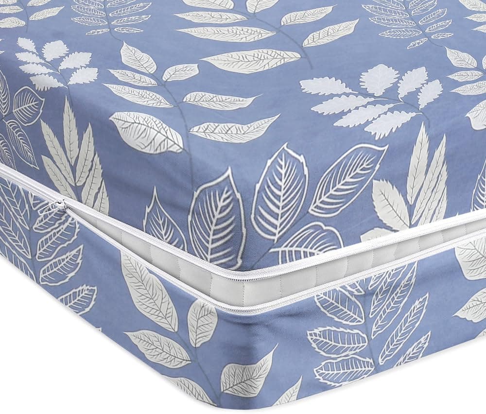 BSB HOME Premium Cotton Printed Mattress Cover/Protector with Zipper Chain|Provides All Around Protection with 360° Encasing |Single Size Bed - 72x36+6 inches (6x3 Feet Mattress) Pack of 1 Grey White