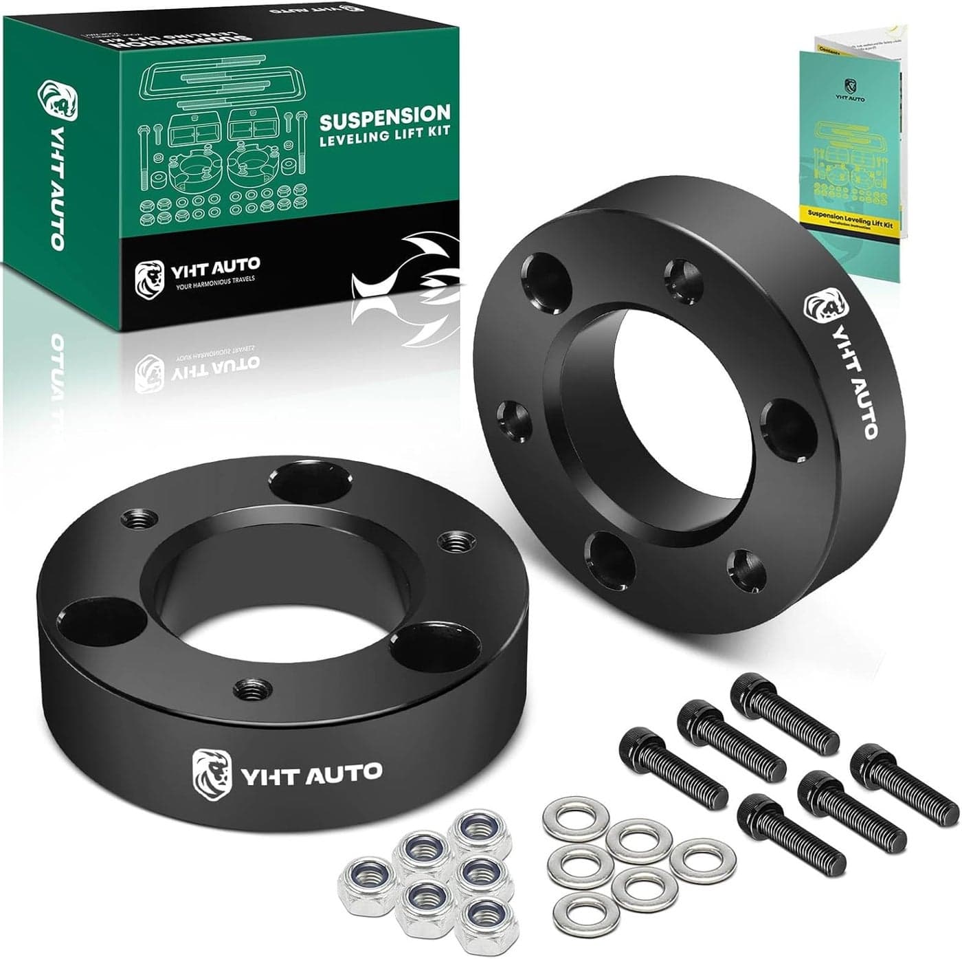 YHTAUTO 2.5 Inch Front Leveling Lift Kit - Aluminum Strut Spacers with Hardware for Nissan Titan/Armada (2004-2023)