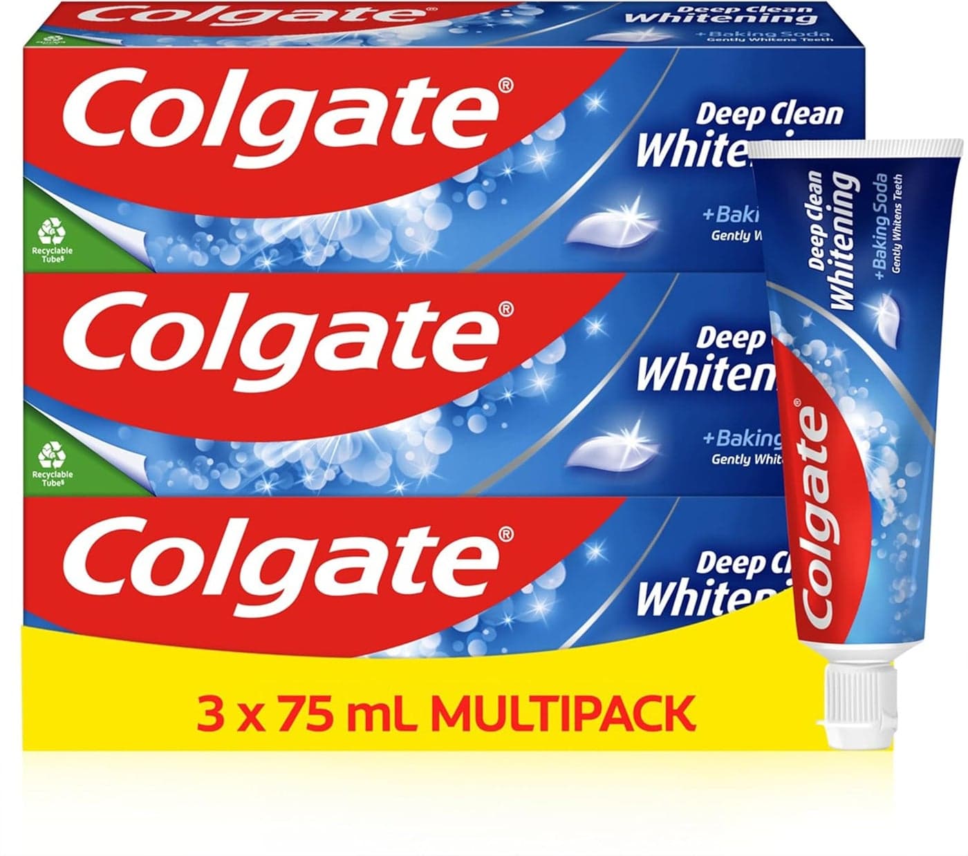 Colgate Deep Clean Whitening Toothpaste 3 x 75 ml Fights Cavities Removes Plaque Clinically Proven Fluoride Toothpaste Mint Toothpaste