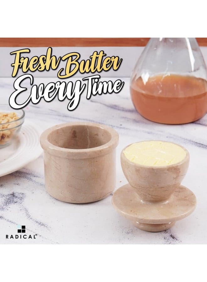 Radicaln Marble Butter Keeper Green Onyx Cover Pot Handmade Butter Storage Crock Keeper for Kitchen - Used as Utensil Holder & Deep Covered Butter Churn Kitchenware Jar Container