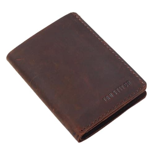 TANSTITCH Bifold Wallet | Vertical Slim Wallet for Men | 100% Full Grain Leather Front Pocket Design | Luxury Brown Card & Cash Holder