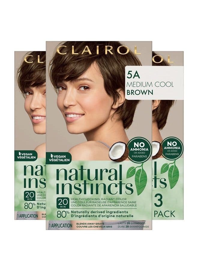 Natural Instincts Demi-Permanent Hair Dye, 5A Medium Cool Brown Hair Color,1 Count(Pack of 3)
