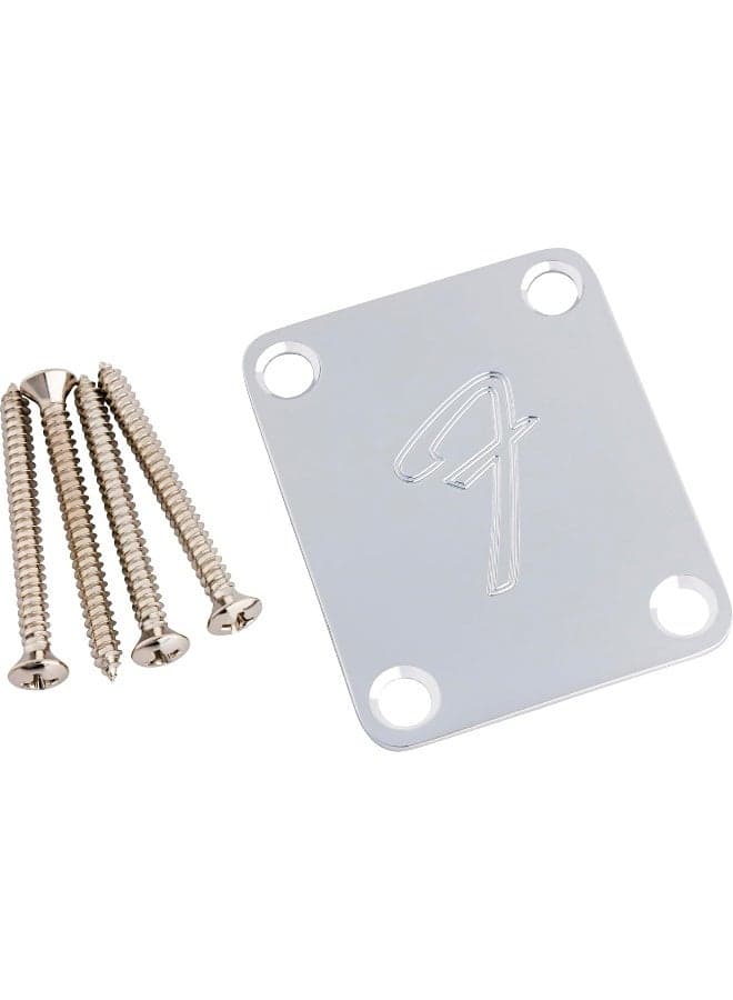 Fender Vintage-Style '70s Neck Plate - 4-Bolt with Engraved F-Logo in Chrome
