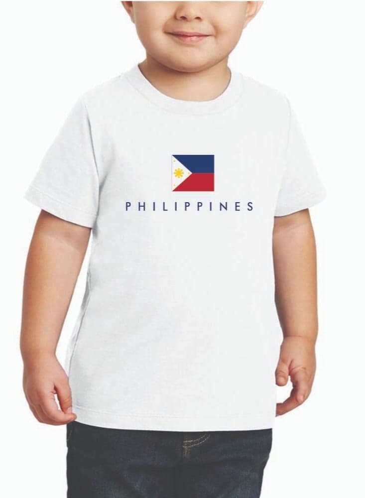 Philippines Kids T-Shirt for Boys - Kids Round Neck Short Sleeve Cotton T-Shirt - Philippine with Palm Trees Design - Celebrate Philippines in Style