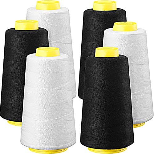 BBTO 6 Rolls 3000 Yard Each Serger Thread Cones Spool for Sewing Machine, Polyester Thread for Overlock Quilting