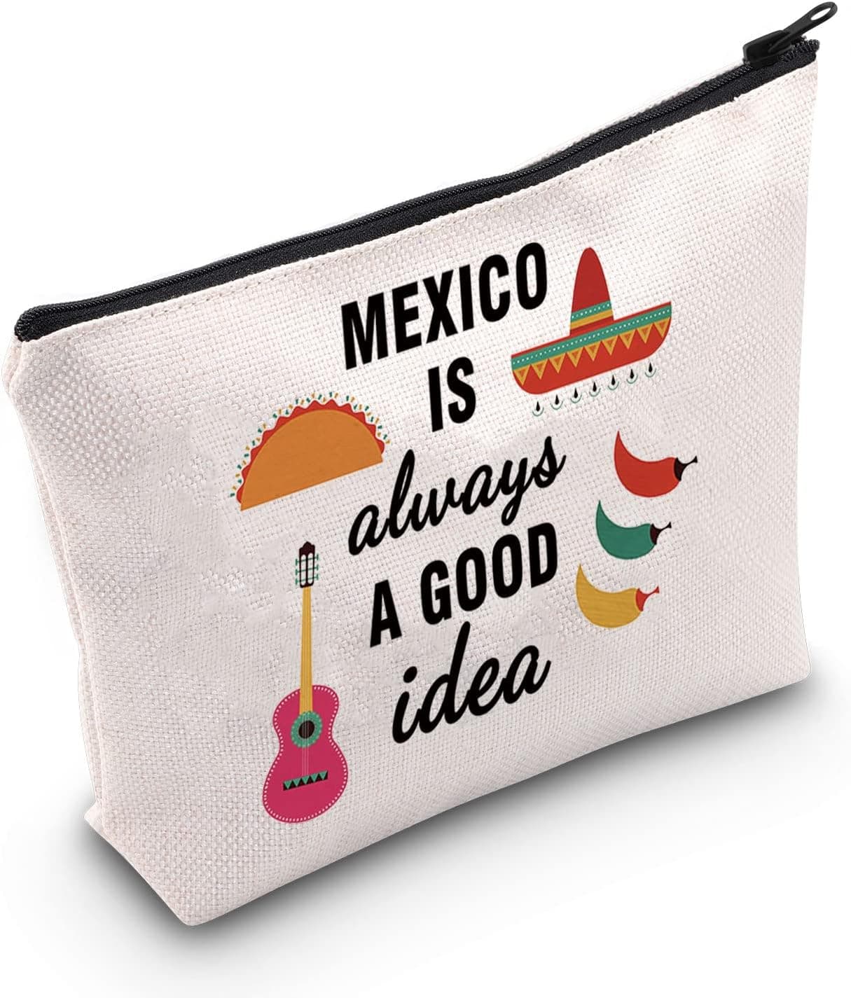 POFULL Mexico Bachelorette Party Gift Mexico Vacation Birthday Gift Mexico Is Always A Good Idea Zipper Makeup Bags Travel Toiletry Bag Accessories (Mexico Is Always A Good Idea bag)