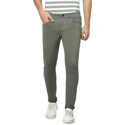 i'sol Men's Premium Stretchable Casual Pants | Slim Fit | 360° Power Stretch | Office/Party/Workout | Wrinkle Resistant | Chinos Pants for Men | Trouser for Men | Fashionable Trouser Olive Green