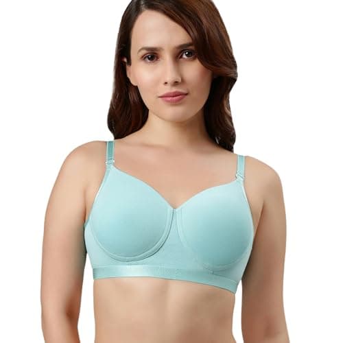 Enamor Padded Wirefree High Coverage Stretch Cotton Ultimate Coverage T-Shirt Bra for Womens-A165 (A165_Tibetan Stone_34C)