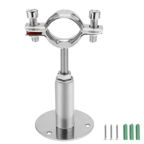 Kyuionty Wall & Ceiling Mount Pipe Support, Stainless Steel Adjustable Bracket Clamp Straps for Tube, Dia. 32mm (Fit for 1 inch Pipe)