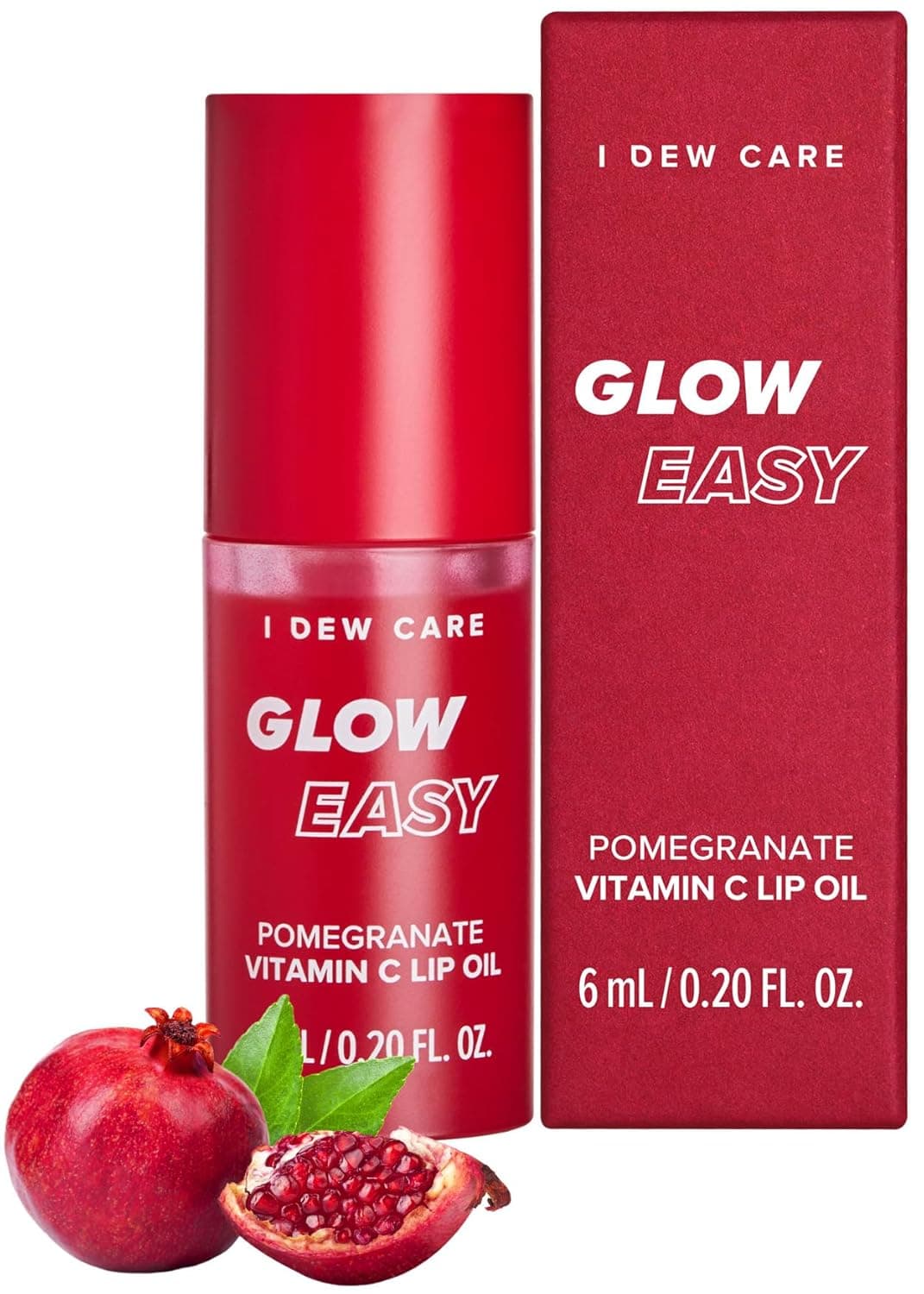 I DEW CARE Lip Gloss - Glow Easy Pomegranate | Jojoba Seed Oil, Vitamin C, Pigmented Glossy Stain, Hydrating, Korean Makeup, Pink Color, Moisturizing, Nourishing Crystal Glass Clear, 0.20 FL Oz