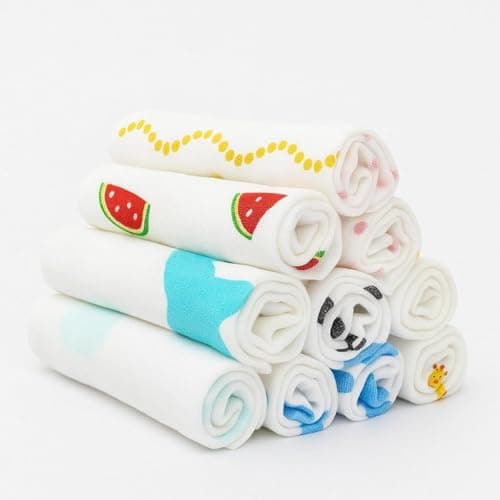 CottingtonLane- Baby Washcloths | Baby Muslin Washcloth | Pack of 10 for Newborn | 12" x 12"