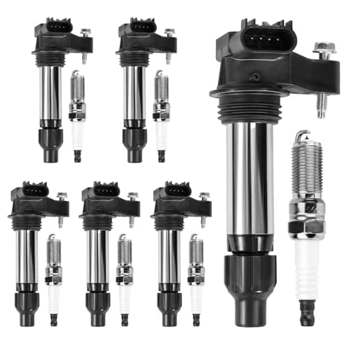 Ignition Coil and Iridium Spark Plugs Compatible with Chevy Impala Malibu Equinox Traverse Colorado & GMC Canyon Acadia Terrain & Cadillac ATS XTS CTS SRX & Buick Enclave & Saturn/Suzuki, UF569+90198