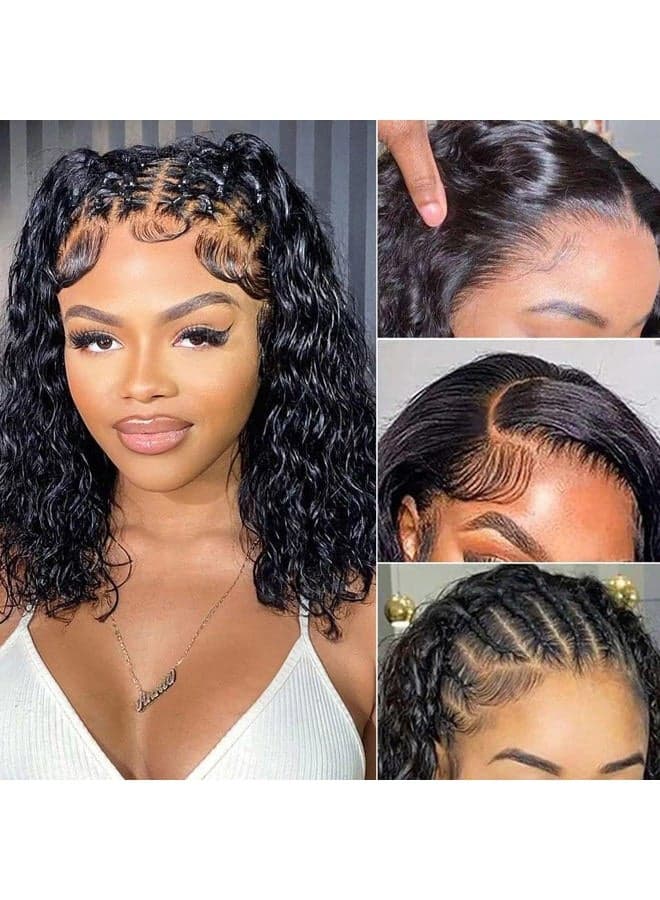 13x4 Lace Front Wigs For Black Women Human Hair Pre Plucked Brazilian Wet and Wavy Lace Front Wigs Human Hair Curly Lace Frontal Wigs Human Hair 150% density (12 Inch)
