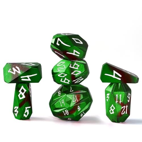 FONVGOGO Metal DND Dice for Dungeons and Dragon Metal Dice Set D and D with Cardboard Box Unique Cool RPG Polyhedral Dice for Role Playing Tabletop Games Gifts Black Green